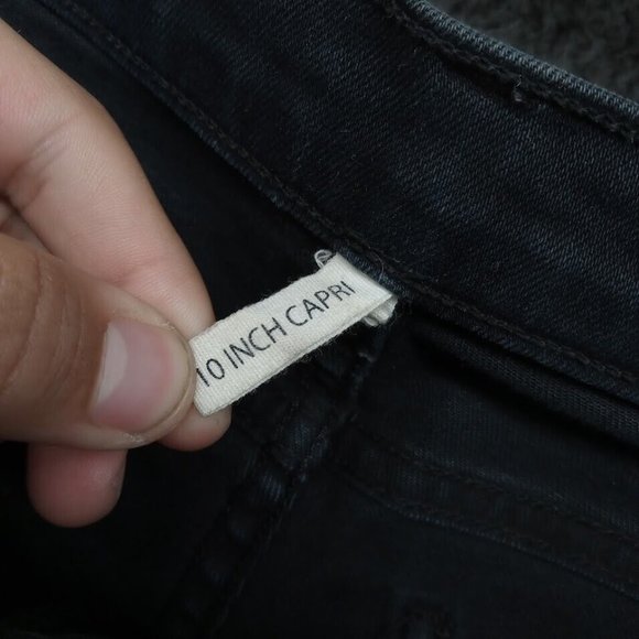 rag & bone Jeans Womens 25 Black Low Rise Skinny‎ Ripped Distressed Capri Denim - Picture 11 of 14